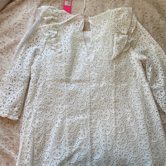 Lilly Pulitzer Primm Dress Resort White Petite Sand Dollar Eyelet Size Large - Picture 10 of 10